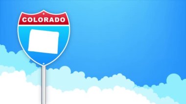 Colorado haritası yol tabelasında. Louisiana eyaletine hoş geldiniz. Hareket grafikleri.