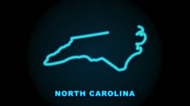 Çizgi animasyon haritası Amerika Birleşik Devletleri 'nden Kuzey Carolina eyaletini gösteriyor. Hareket grafikleri.