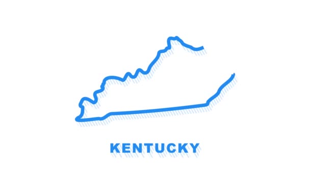 Mapa animado de línea que muestra el estado de Kentucky desde el estado unido de América. Gráficos en movimiento. — Vídeo de stock