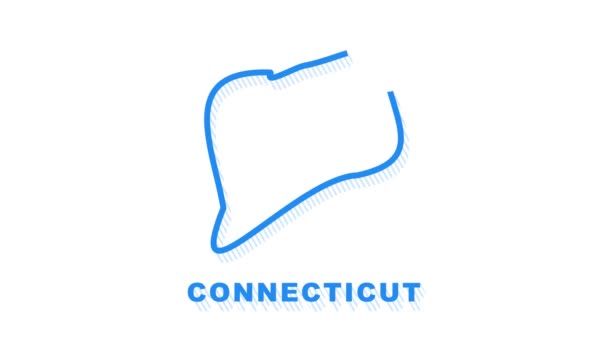 Connecticut bykort skitse animation. Bevægelsesgrafik. – Stock-video