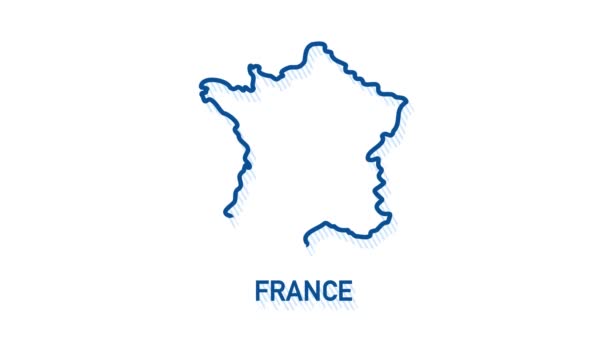 Иконка карты Франции изолирована на заднем плане. Видеографическая анимация 4K. — стоковое видео