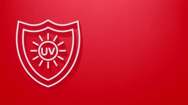 UV koruması. Güneş ikonu sembolü. Tehlike sembolü. UV radyasyonu. Hareket grafikleri.