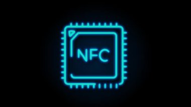Bağlantısız kablosuz ödeme işareti logosu. NFC teknolojisi. Hareket grafikleri.
