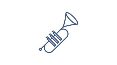 Düz stil müzik ikonu. Müzik, ses, plak ikonu. Hareket grafikleri.