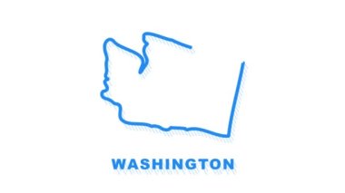 Washington eyalet haritasının 4K Neon ışıkları. Hareket grafikleri.