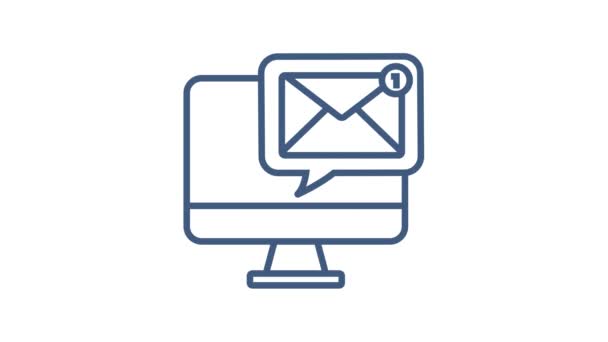 Concepto de notificación por correo electrónico. Nuevo correo electrónico. E-mail Marketing. Campana de notificación. Gráficos en movimiento. — Vídeos de Stock