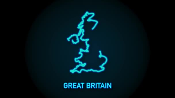 Esquema de Inglaterra mapa icono aislado en el fondo. Animación gráfica de vídeo 4K. — Vídeos de Stock