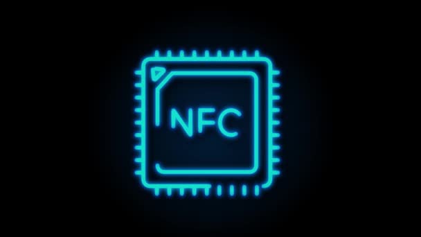 Kontaktlös trådlös betalskylt logotyp. NFC-teknik. Rörlig grafik. — Stockvideo