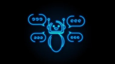 Robot simgesi. Robot tabela tasarımı. Chatbot sembolü konsepti. Ses destek robotu. Çevrimiçi destek robotu. Hareket grafikleri.