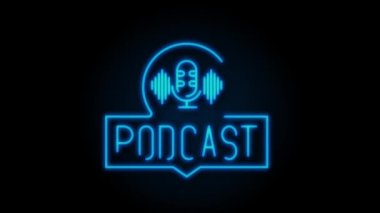Podcast. Rozet, simge damgası logosu. Hareket grafikleri.