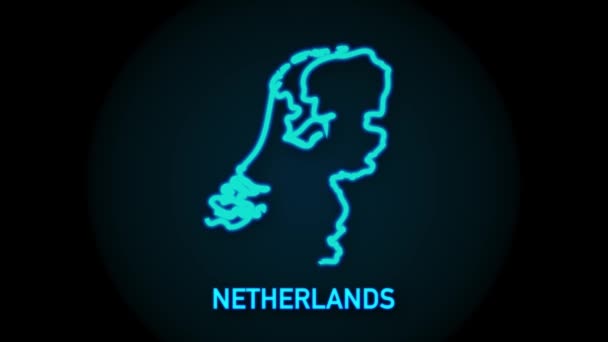 Mappa dei Paesi Bassi icona isolata sullo sfondo. Animazione grafica 4K Video motion. — Video Stock