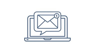 E- posta bildirim konsepti. Yeni e-posta. E-posta Pazarlama. Bilgilendirme zili. Hareket grafikleri.