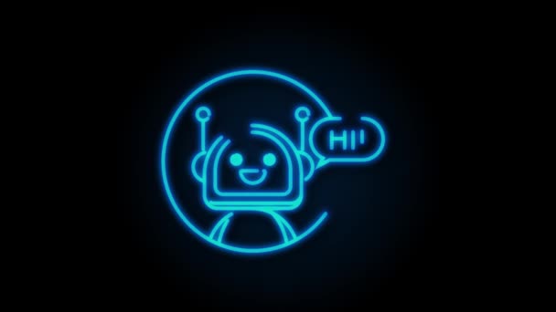 机器人图标。Bot标志设计。Chatbot符号概念。语音支持服务机器人。在线支持机器人。运动图形. — 图库视频影像