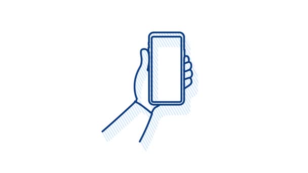 Smartphone on hand. Telephone icon. Touchscreen, Phone display. Cell phone. Motion graphics. — Stock Video