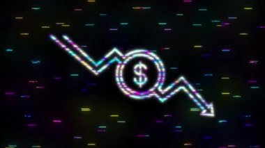 Para kaybı. Arrow Stocks grafiği, finansal kriz konsepti, piyasa düşüşü. Hareket grafikleri.