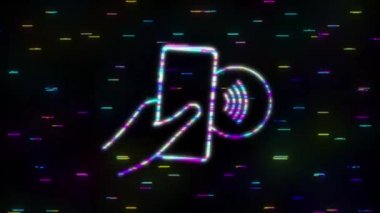 Bağlantısız kablosuz ödeme işareti logosu. NFC teknolojisi. Hareket grafikleri.