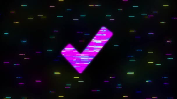 Check Icon in Glitch Art Style. Motion graphics. — Stock Video