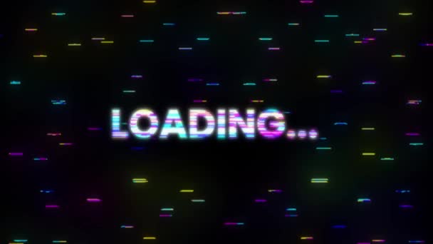 Loading word text, glitch effect background. Motion graphics. — Stock Video