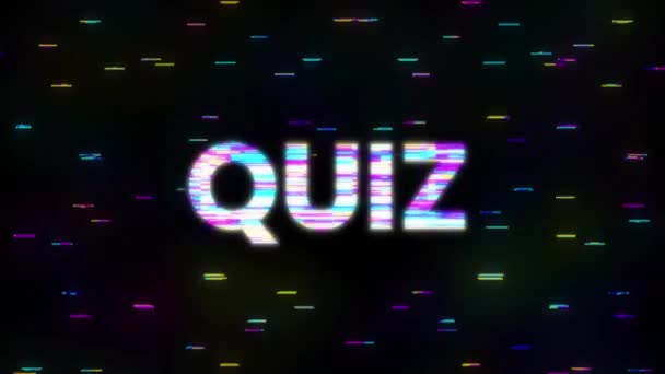 Examen y signo de interrogación de texto distorsionado en el daño de fondo retro tv. Gráficos en movimiento. — Vídeos de Stock