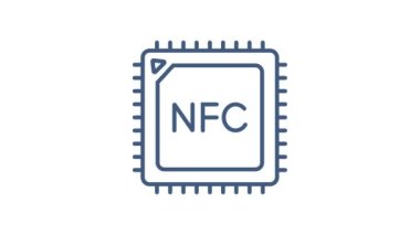 Bağlantısız kablosuz ödeme işareti logosu. NFC teknolojisi. Hareket grafikleri.