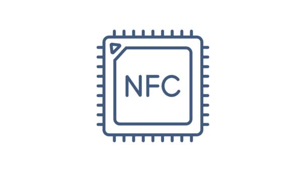 Logotipo de señal de pago inalámbrica sin contacto. Tecnología NFC. Gráficos en movimiento. — Vídeo de stock