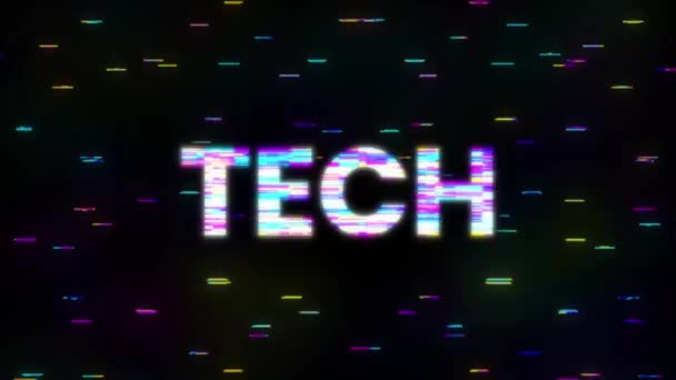 Tech typsnitt med glödande och glitch effekt. Rörlig grafik. — Stockvideo