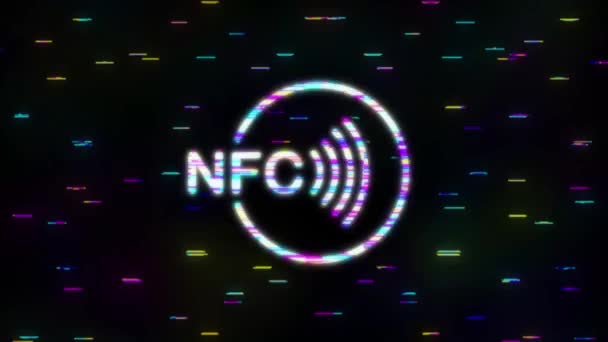 非接触無線支払い記号のロゴ。NFC技術。モーショングラフィックス. — ストック動画