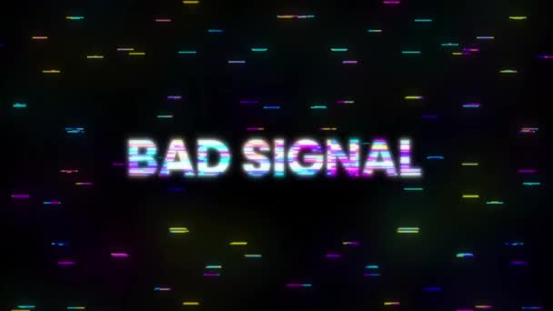 Dålig signal titel med glitch abstrakt bakgrund och distorsion effekt. Rörlig grafik. — Stockvideo
