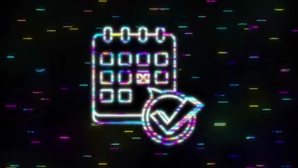 Calendario con marca de verificación o marca de verificación. Fecha aprobada o programada. Gráficos en movimiento. — Vídeos de Stock