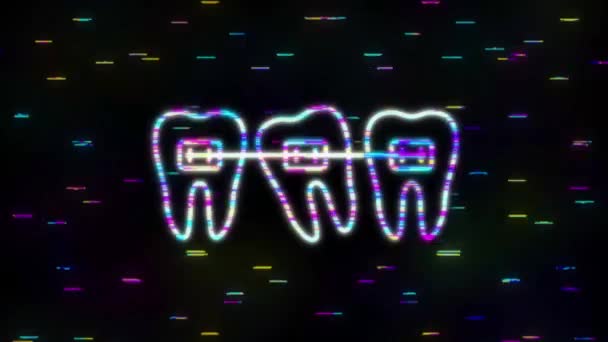 Corrección de dientes con ortodoncia. Etapas de alineación de los dientes. Servicios de clínica dental. Gráficos en movimiento. — Vídeo de stock