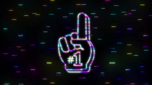 Fan-Logo Hand mit erhobenem Finger. Hand auf mit Nummer 1. Bewegungsgrafik. — Stockvideo