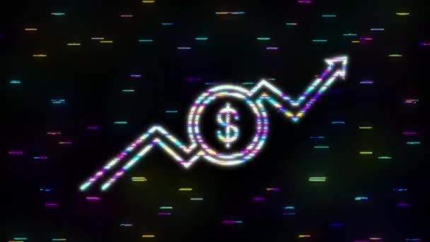 Profit money or budget. Cash and rising graph arrow up, concept of business success. Motion graphics. — Stock Video