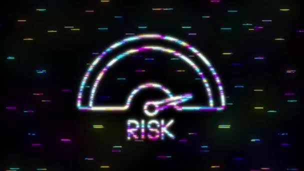 Ikona rizika na tachometru. Vysoce rizikový měřič. Pohybová grafika. — Stock video
