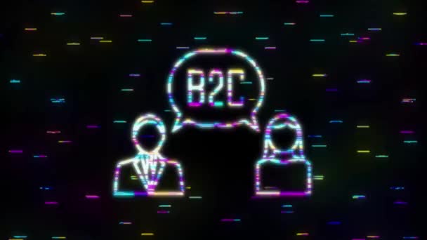 B2C ikonen, företag till kund. Rörlig grafik. — Stockvideo