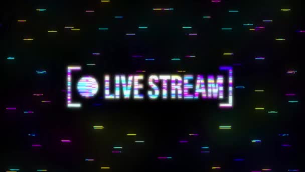 Live streaming flat logo - red design element with play button glitch. Motion graphics. — Stock Video