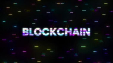 Siyah arkaplan üzerinde ekran efektleri olan engelleme metni. Hareket grafikleri.