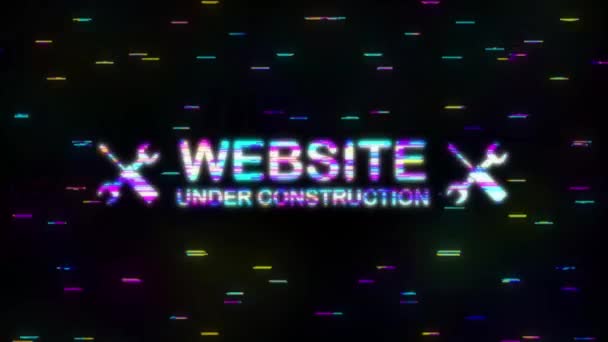 Strona internetowa budowy z czarno-żółtymi paskami. Pajęczyna graniczna. Grafika ruchowa. — Wideo stockowe