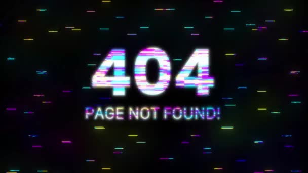 Ekranda hata efekti. Hata 404 sayfası bulunamadı. Hareket grafikleri. — Stok video