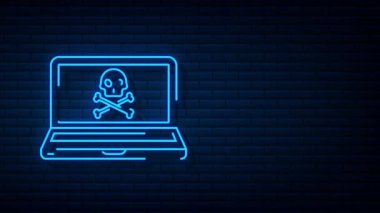 Siber saldırı. Balık oltası, dizüstü bilgisayar, internet güvenliği ile veri işleme. Hareket grafikleri.