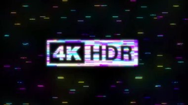 4K Ultra HD arıza etiketi. Yüksek teknoloji. LED televizyon ekranı. Hareket grafikleri.