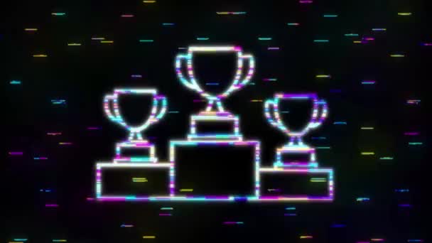 Winner cup banner. Congratulations. Triumph prize. Victory icon. Motion graphics. — Stock Video