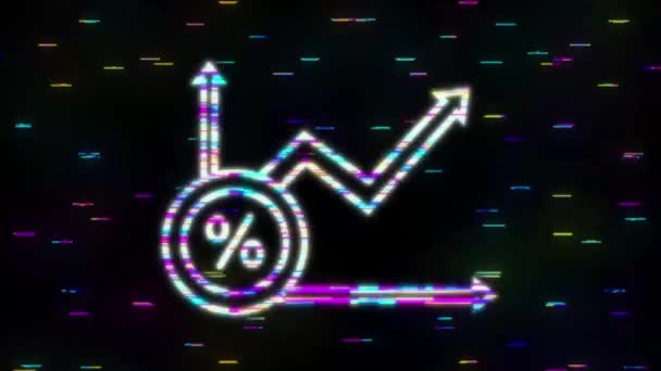 Grafico di crescita percentuale. Simbolo percentuale di credito. Grafica del movimento. — Video Stock