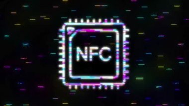 Bağlantısız kablosuz ödeme işareti logosu. NFC teknolojisi. Hareket grafikleri.