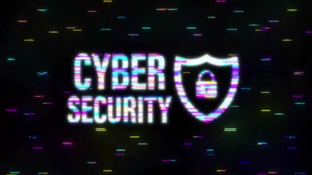 Cybersäkerhet logotyp med sköld och kontrollmärke. Skyddskoncept. Internetsäkerhet. Rörlig grafik. — Stockvideo