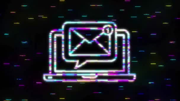 Begreppet e-postmeddelande. Nytt mejl. E-postmarknadsföring. Underrättelseklocka. Rörlig grafik. — Stockvideo