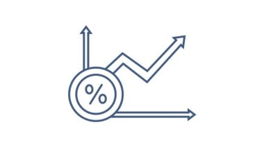 Yüzde yüz büyüme grafiği. Kredi yüzdesi sembolü. Hareket grafikleri.