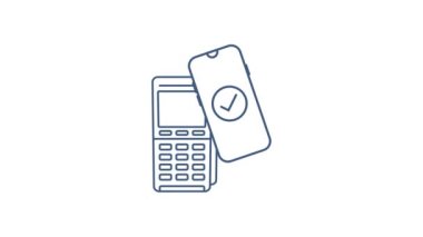 Bağlantısız kablosuz ödeme işareti logosu. NFC teknolojisi. Hareket grafikleri.