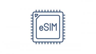 eSIM gömülü SIM kart simgesi konsepti. Yeni çip mobil cep telefonu iletişim teknolojisi. Hareket grafikleri.