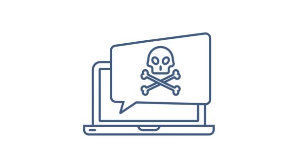 Cyberaanval. Data Phishing met vishaak, laptop, internetbeveiliging. Bewegingsgrafiek. — Stockvideo