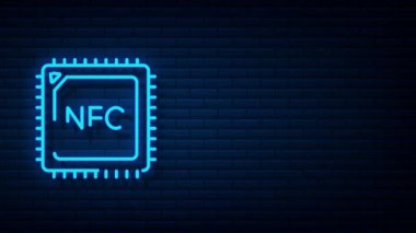 Bağlantısız kablosuz ödeme işareti logosu. NFC teknolojisi. Hareket grafikleri.